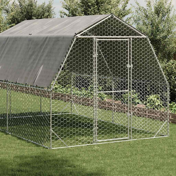 Vidaxl Chicken Run With Roof 2.5X4x2.25 M Galvanised Steel Small Animal Cages & Hutches