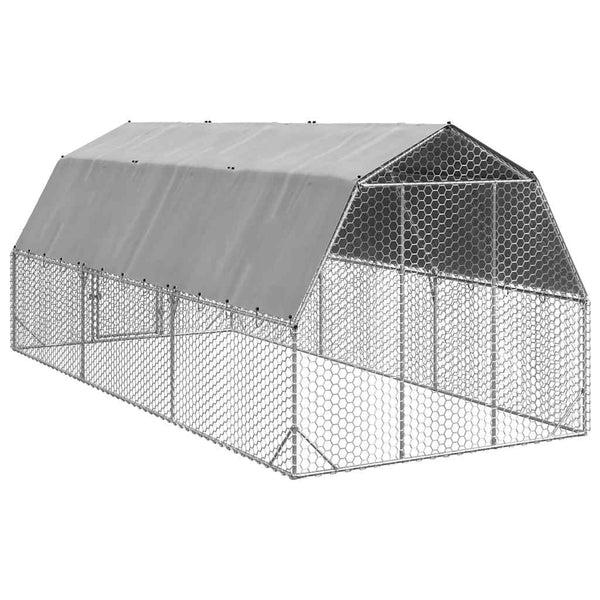 Vidaxl Chicken Run With Roof 2.5X6x2.25 M Galvanised Steel Small Animal Cages & Hutches