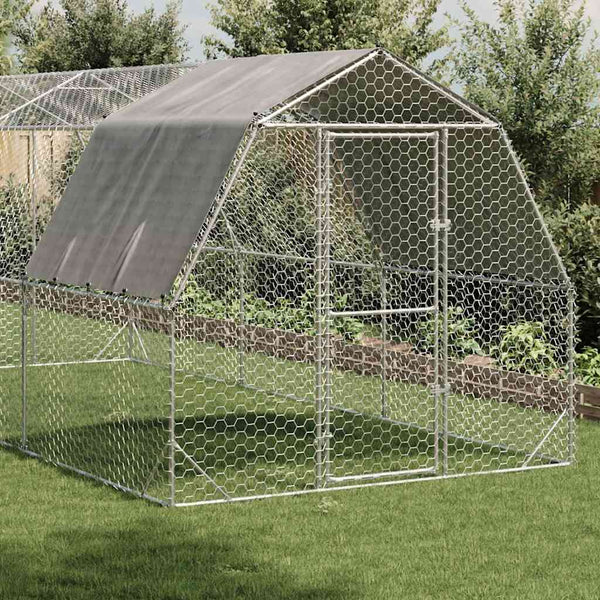Vidaxl Chicken Run With Roof 2.5X6x2.25 M Galvanised Steel Small Animal Cages & Hutches