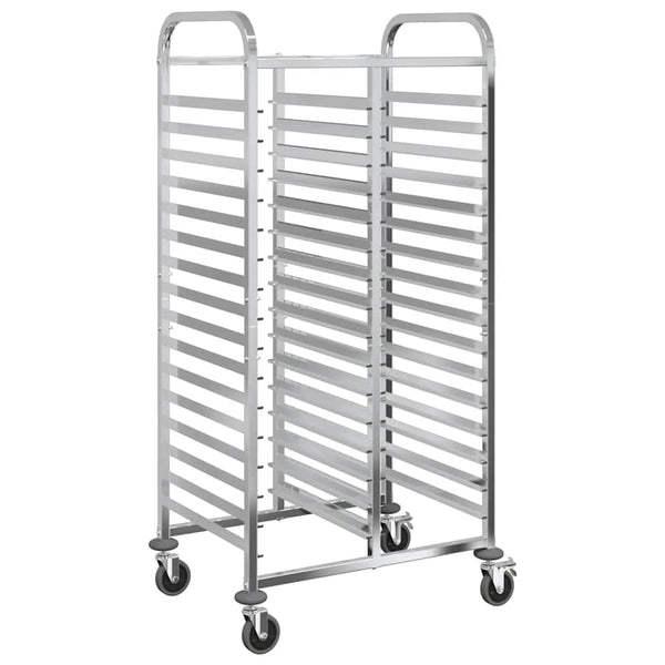 Vidaxl Tray Trolley With 32 Gn Containers 75X55x162.5 Cm Stainless Steel Kitchen Carts