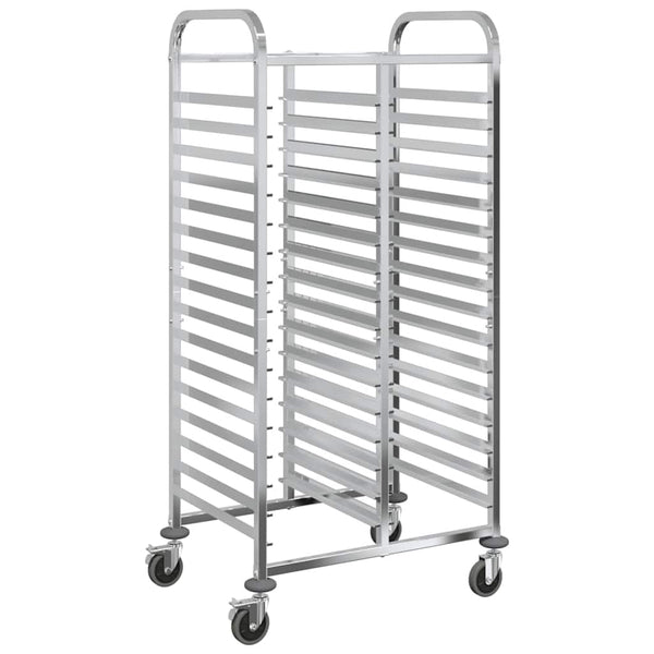 Vidaxl Tray Trolley With 32 Gn Containers 75X55x162.5 Cm Stainless Steel Kitchen Carts