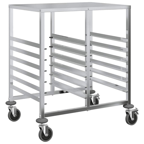 Vidaxl Tray Trolley With 12 Gn Containers 75X55x87cm Stainless Steel Kitchen Carts