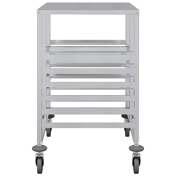 Vidaxl Tray Trolley With 12 Gn Containers 75X55x87cm Stainless Steel Kitchen Carts