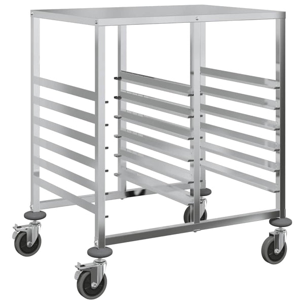 Vidaxl Tray Trolley With 12 Gn Containers 75X55x87cm Stainless Steel Kitchen Carts
