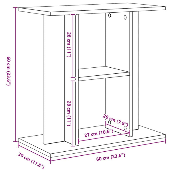 Vidaxl Aquarium Stand Black Oak 60X30x60 Cm Engineered Wood Aquariums