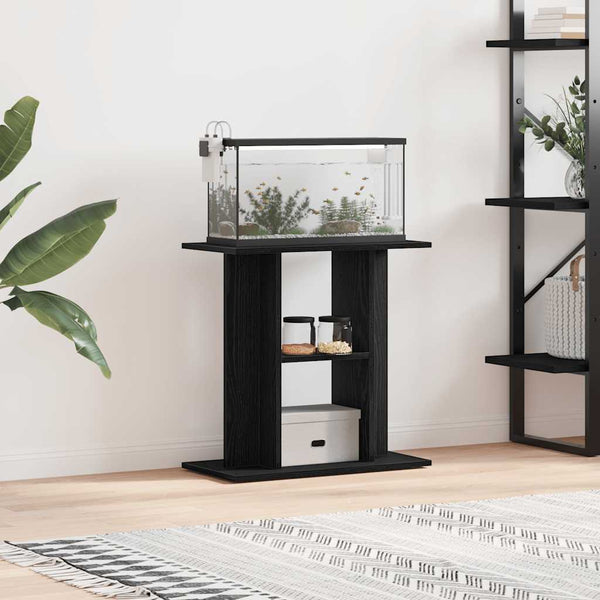 Vidaxl Aquarium Stand Black Oak 60X30x60 Cm Engineered Wood Aquariums