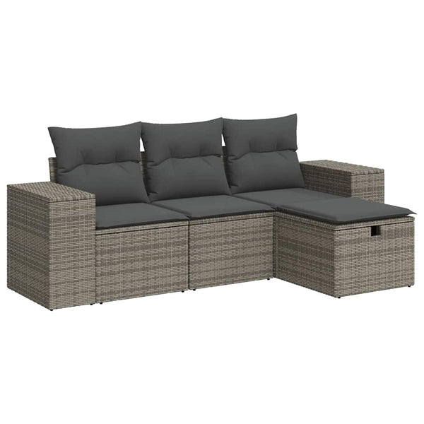 Vidaxl 4 Piece Garden Sofa Set With Cushions Grey Poly Rattan Other Patio & Garden Furniture
