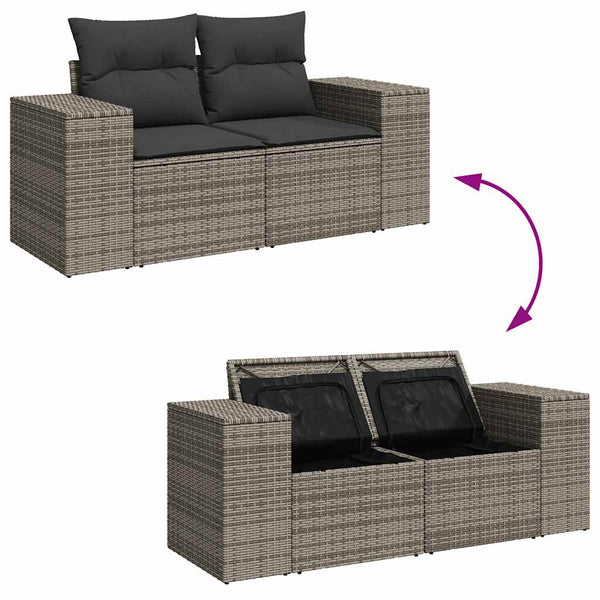 Vidaxl 4 Piece Garden Sofa Set With Cushions Grey Poly Rattan Other Patio & Garden Furniture