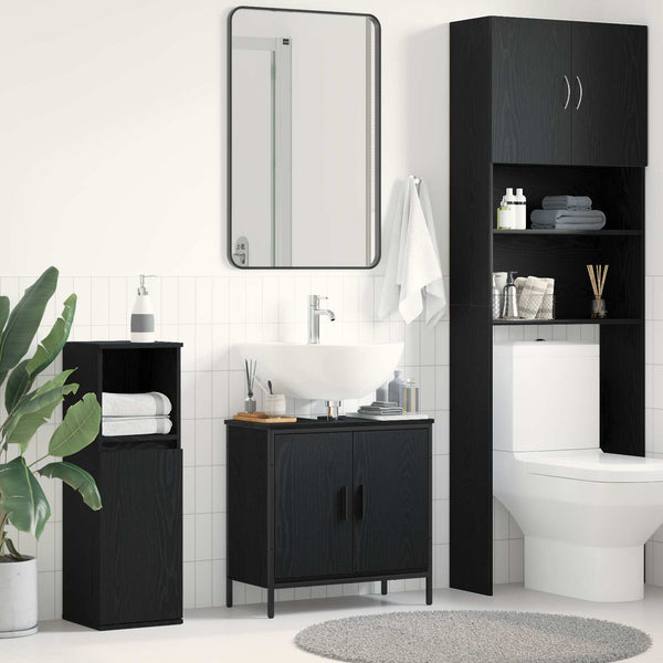 Vidaxl Bathroom Sink Cabinet Black Oak 60 X 30 Cm Engineered Wood Bathroom Cabinets