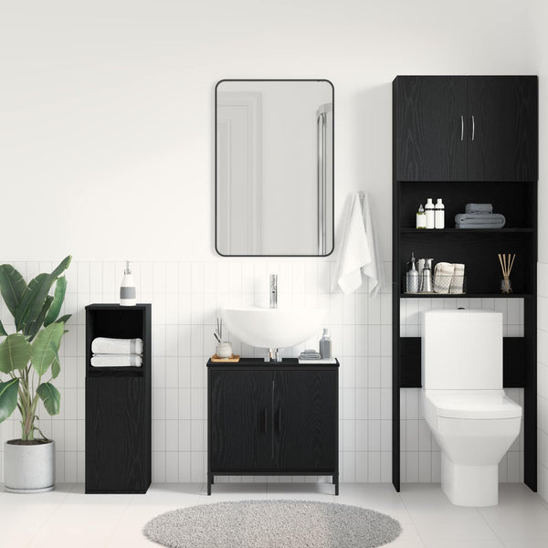Vidaxl Bathroom Sink Cabinet Black Oak 60 X 30 Cm Engineered Wood Bathroom Cabinets