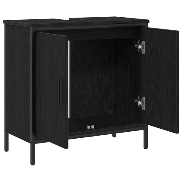 Vidaxl Bathroom Sink Cabinet Black Oak 60 X 30 Cm Engineered Wood Bathroom Cabinets
