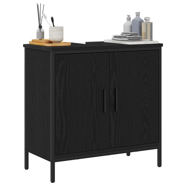 Vidaxl Bathroom Sink Cabinet Black Oak 60 X 30 Cm Engineered Wood Bathroom Cabinets