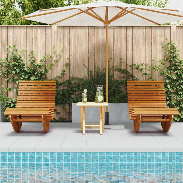 Vidaxl Lounger 2 Pcs Solid Acacia Wood Brown Other Patio & Garden Furniture