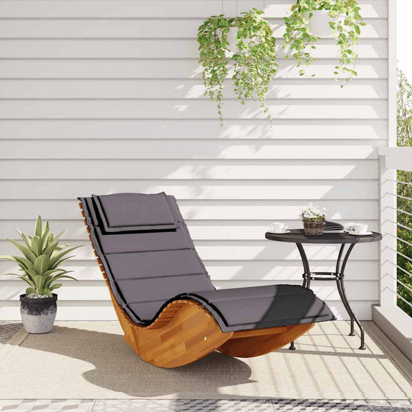 Vidaxl Rocking Sun Lounger With Cushion Solid Wood Acacia Loungers