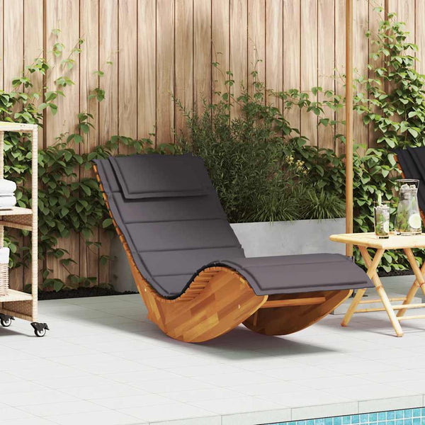 Vidaxl Rocking Sun Lounger With Cushion Solid Wood Acacia Loungers