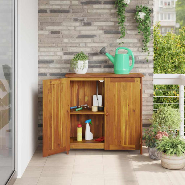 Vidaxl Garden Cabinet With Shelf Door Natural Solid Acacia Wood Cabinets & Cupboards