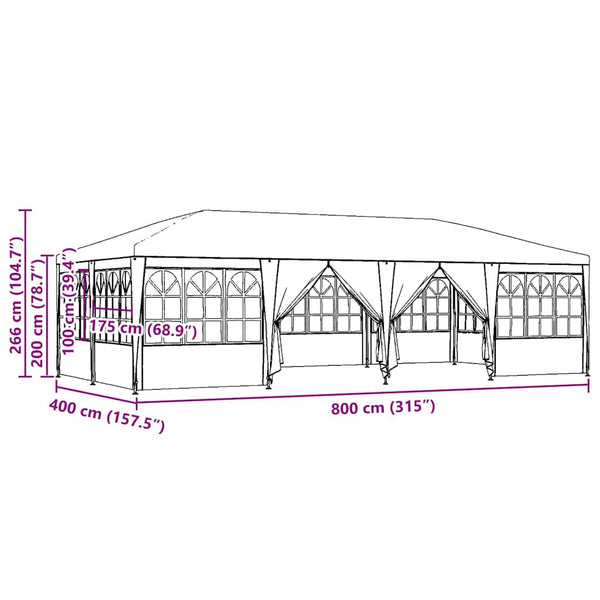 Vidaxl Party Tent White 800 X 400 266 Cm Polyethylene Tents