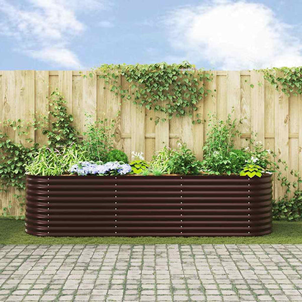 Vidaxl Raised Bed Brown 320 X 80 81 Cm Steel Raised Garden Beds