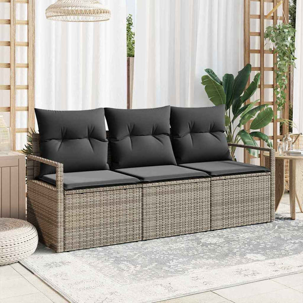 Vidaxl Garden Sofa Set 3 Pcs Grey Poly Rattan Other Patio & Garden Furniture