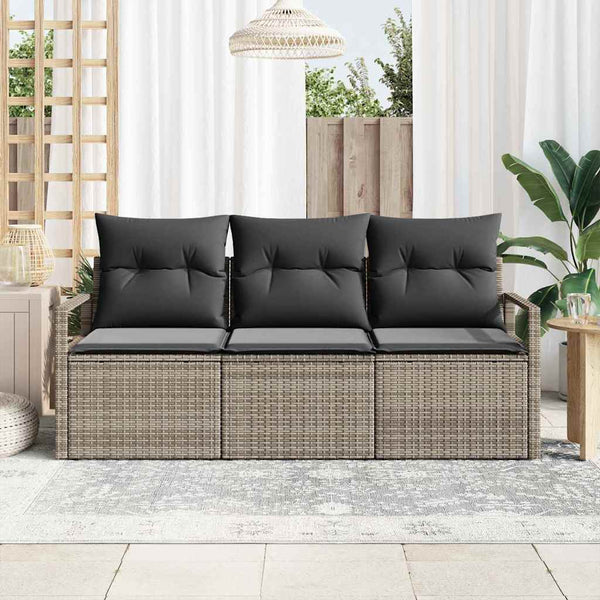 Vidaxl Garden Sofa Set 3 Pcs Grey Poly Rattan Other Patio & Garden Furniture