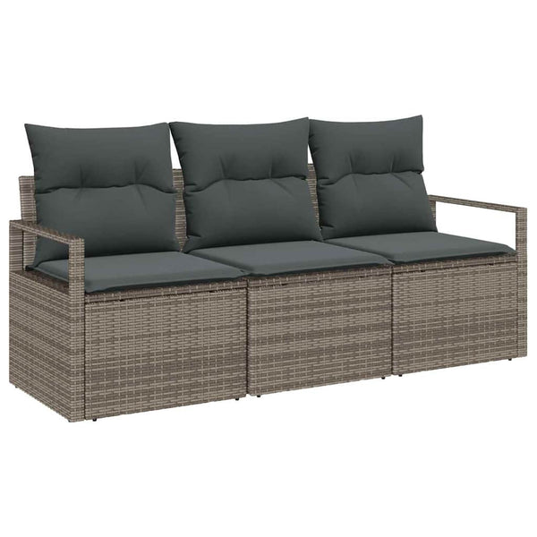 Vidaxl Garden Sofa Set 3 Pcs Grey Poly Rattan Other Patio & Garden Furniture