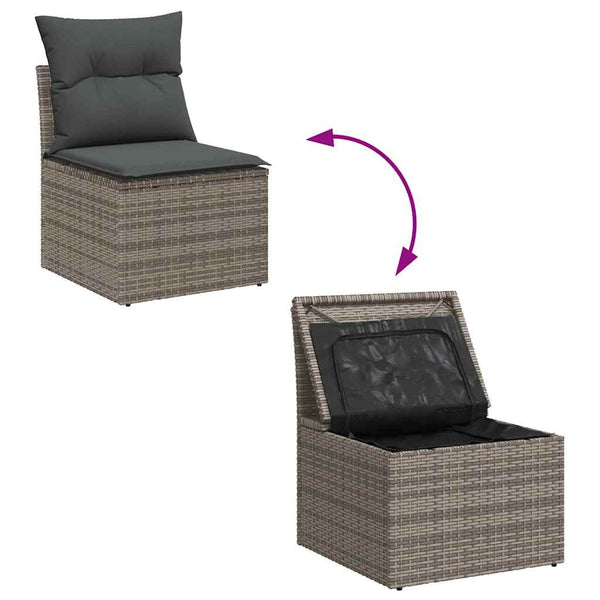 Vidaxl Garden Sofa Set 3 Pcs Grey Poly Rattan Other Patio & Garden Furniture