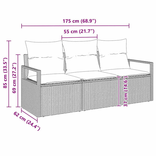 Vidaxl Garden Sofa Set 3 Pcs Grey Poly Rattan Other Patio & Garden Furniture
