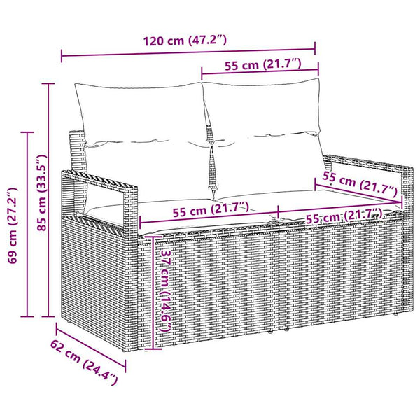 Vidaxl Garden Sofa Set 3 Pcs Grey Poly Rattan Other Patio & Garden Furniture