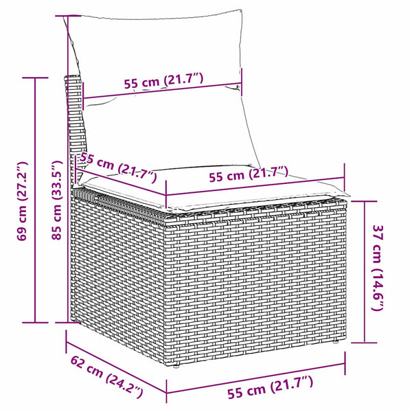 Vidaxl Garden Sofa Set 3 Pcs Grey Poly Rattan Other Patio & Garden Furniture