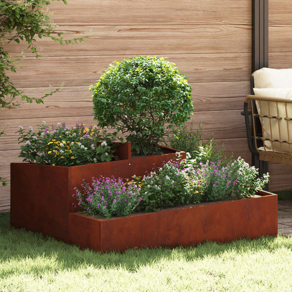 Vidaxl Garden Planter Brown 100 X 50 Cm Weathering Steel Planters & Vases