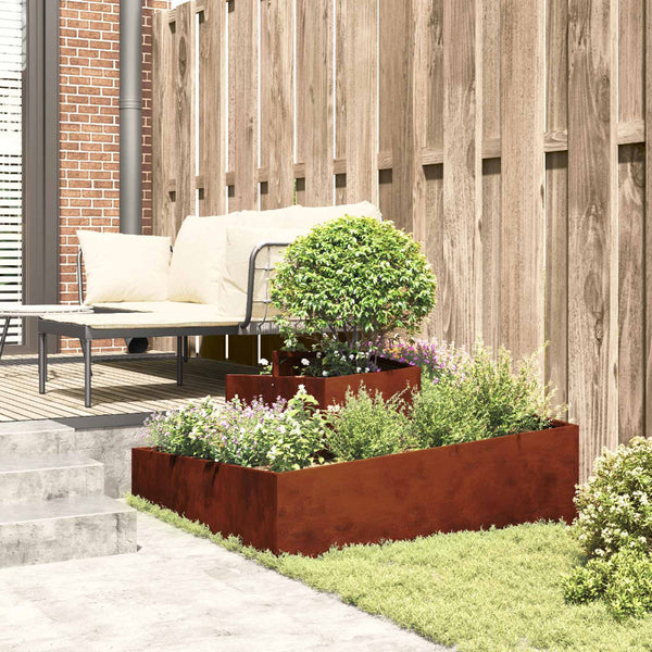Vidaxl Garden Planter Brown 100 X 50 Cm Weathering Steel Planters & Vases