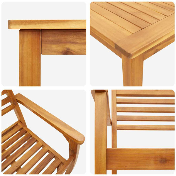Vidaxl Garden Dining Set 7 Pcs Brown Solid Acacia Wood Outdoor Dining Sets