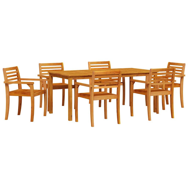Vidaxl Garden Dining Set 7 Pcs Brown Solid Acacia Wood Outdoor Dining Sets