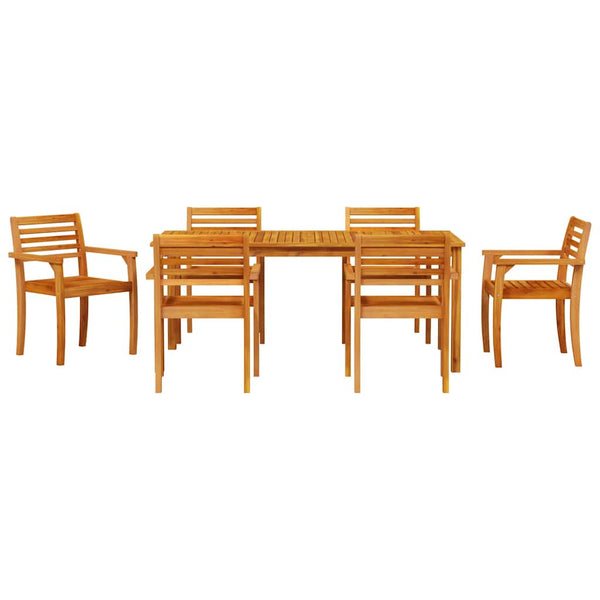 Vidaxl Garden Dining Set 7 Pcs Brown Solid Acacia Wood Outdoor Dining Sets