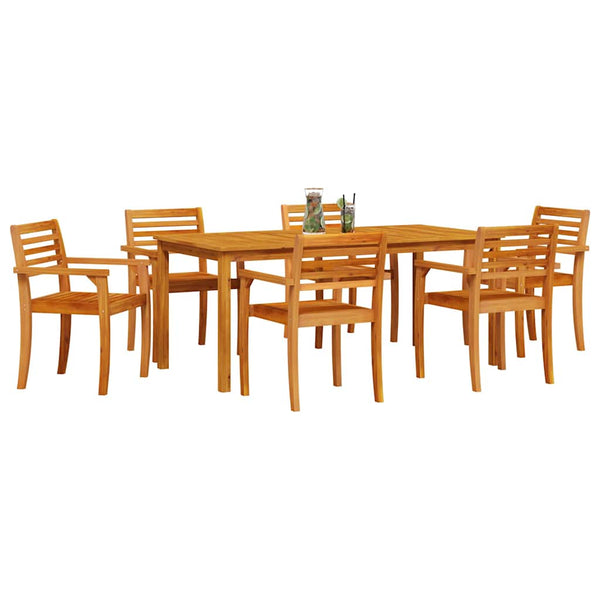 Vidaxl Garden Dining Set 7 Pcs Brown Solid Acacia Wood Outdoor Dining Sets