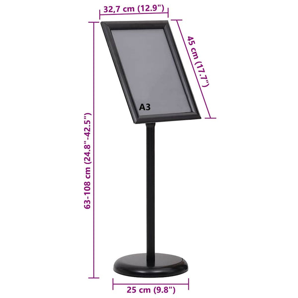 Vidaxl Poster Stands 2 Pcs Black 45 X 32.7 108 Cm Aluminium Restaurant Signs