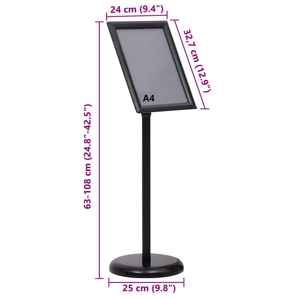 Vidaxl Poster Stands 2 Pcs Black 32.7 X 24 108 Cm Aluminium Restaurant Signs