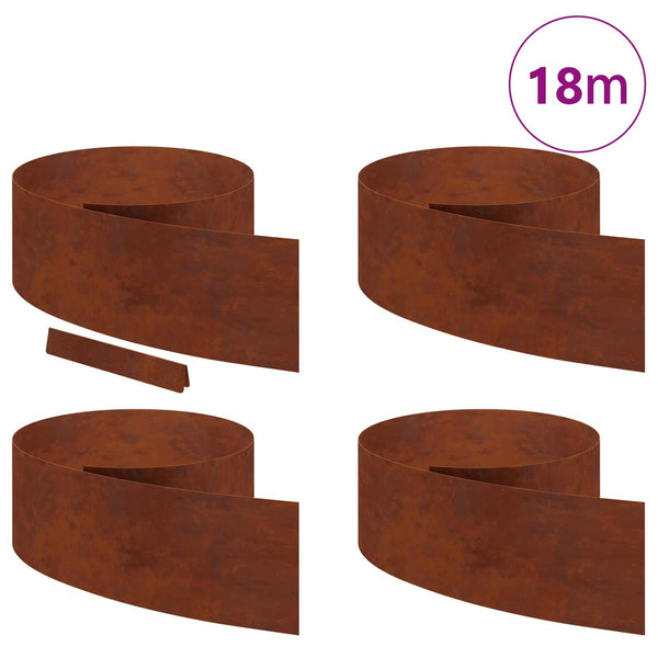 Vidaxl Lawn Edging 4 Pcs 450 X 25 Cm Weathering Steel Rusty Garden Edging & Borders