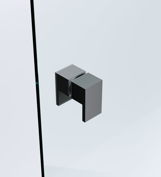 110X90cm Corner Frameless Shower Screen With Black Brackets And Ss Hinges Square Double Pull Handle Shower Enclosures