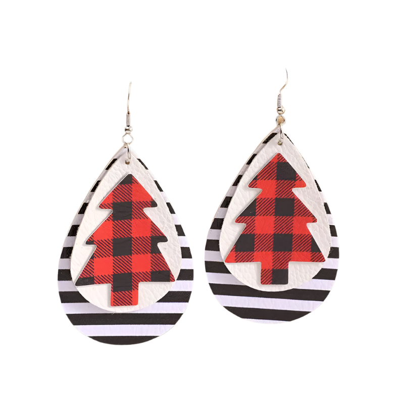 Veile Studios Christmas Tree Pu Leather Earrings