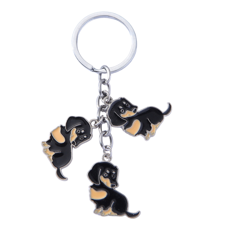 American Style Pet Dog Wax Metal Keychains Black Brown Zinc Alloy 1Pc Pack Keyrings