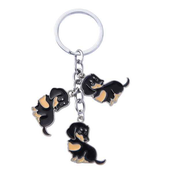 American Style Pet Dog Wax Metal Keychains Black Brown Zinc Alloy 1Pc Pack Keyrings