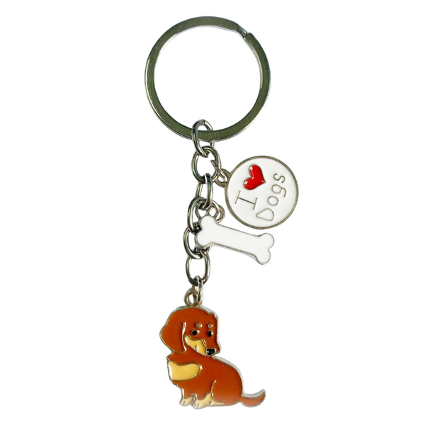 American Style Pet Dog Wax Metal Keychains Black Brown Zinc Alloy 1Pc Pack Keyrings