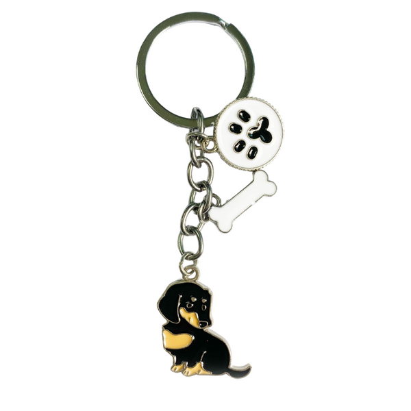 American Style Pet Dog Wax Metal Keychains Black Brown Zinc Alloy 1Pc Pack Keyrings