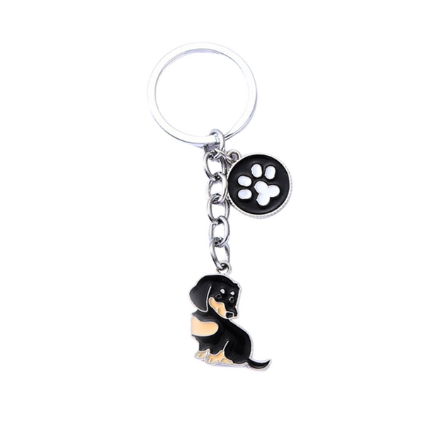American Style Pet Dog Wax Metal Keychains Black Brown Zinc Alloy 1Pc Pack Keyrings