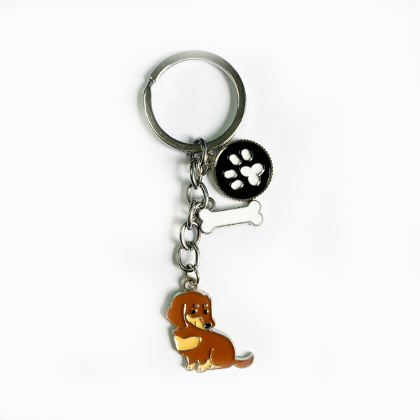 American Style Pet Dog Wax Metal Keychains Black Brown Zinc Alloy 1Pc Pack Keyrings