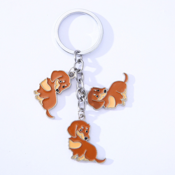 American Style Pet Dog Wax Metal Keychains Black Brown Zinc Alloy 1Pc Pack Keyrings