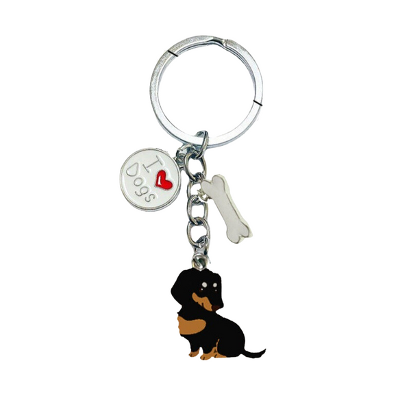 American Style Pet Dog Wax Metal Keychains Black Brown Zinc Alloy 1Pc Pack Keyrings