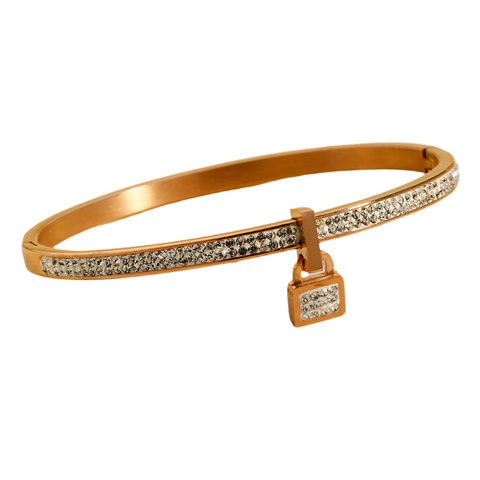 Veile Studios Super Flash Full Diamond Lock Head Concealed Buckle Bracelet Titanium Steel Jewelry Bracelets