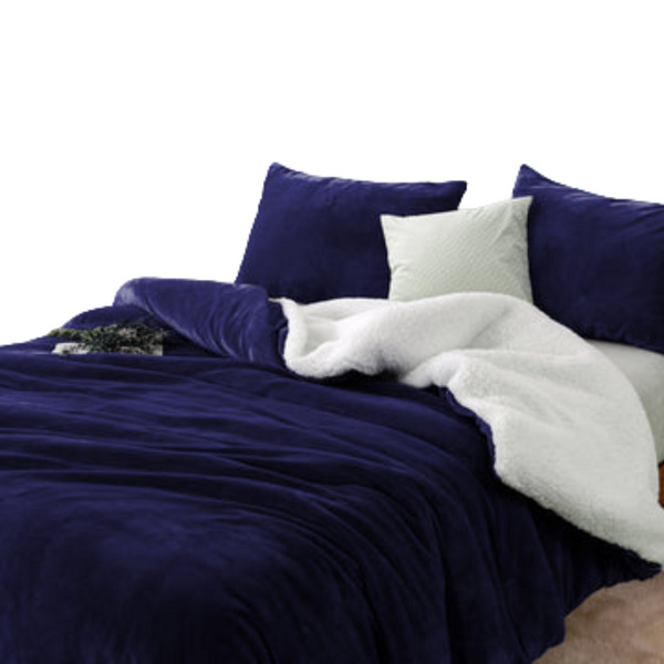 2 In 1 Teddy Sherpa Duvet Cover Set And Blanket King Aubergine Quilt Covers
